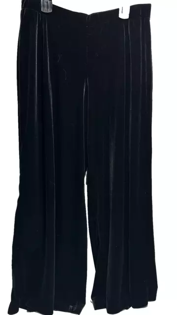 Notations Misses XL Elastic Waist Black Velvet Palazzo Wide Leg Pull-On Pants