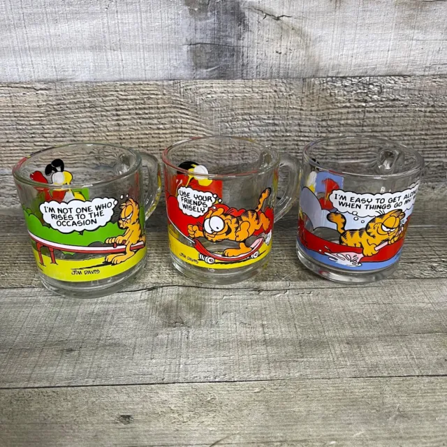 Vintage Garfield Glass Coffee Mug Cups 1978 McDonalds Lot