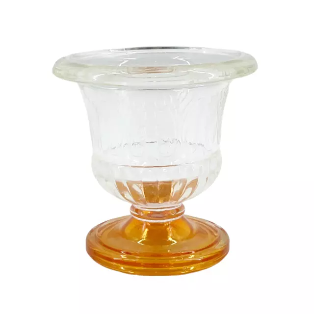 Vintage Carnival Glass Urn Vase Mini Pedestal Compote Toothpick Holder Orange