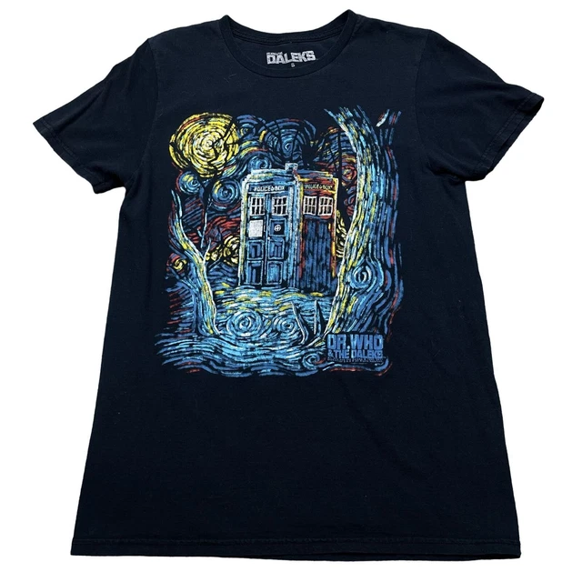 Daleks Dr Who Starry Night T Shirt Adult Small S Black Big Print Logo Tee