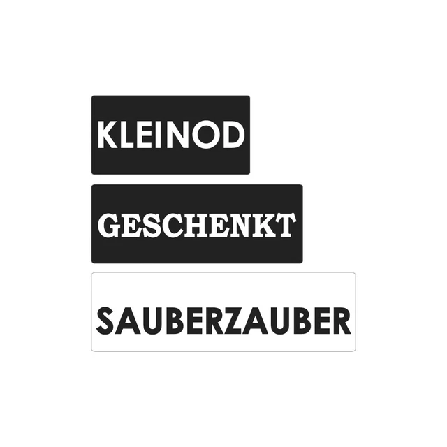 "Etiquetas ""Kleinod"", ""Gesch.","Limpia Hechizo", 30x15mm, 40x15mm, 50x15mm, 3 unidades