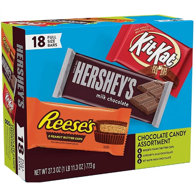 HERSHEY'S CHOCOLATE ASSORTMENT Candy Bars Individually Wrapped, 27.3 oz