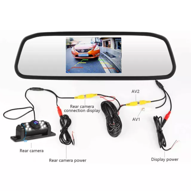 5" Mirror Monitor Car Reversing Front / Rear View Backup Camera Night Vision Kit