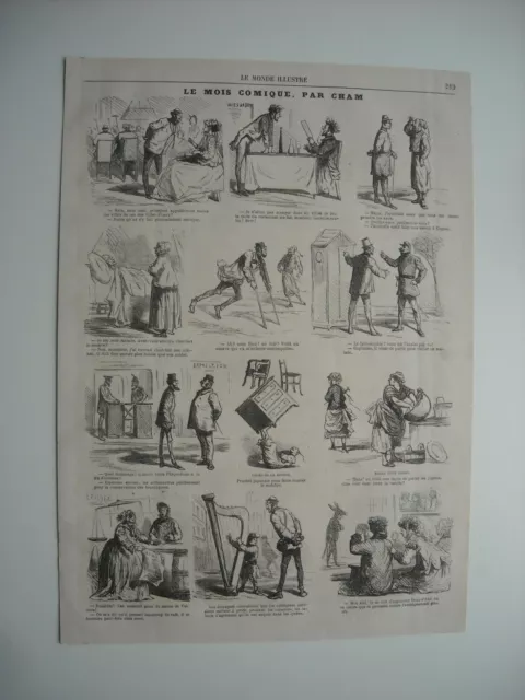 Caricatures 1867. Le Mois Comique, Par Cham. 12 Caricatures Avec Legendes.......