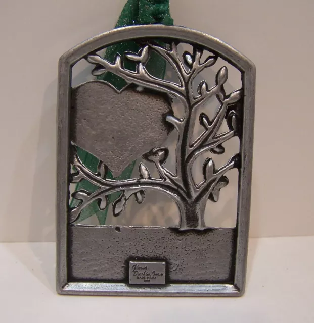 Gloria Duchin Pewter"Treasure the Memory" Tree Ornament w/ Green Glitter Ribbon 3