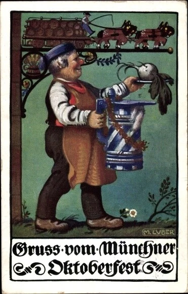 Künstler Ak Luber, M., München Bayern, Oktoberfest, Maß und Hendl,... - 2734384