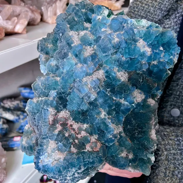 19LB  New Find sky blue Phantom Quartz Crystal Cluster Mineral Specimen