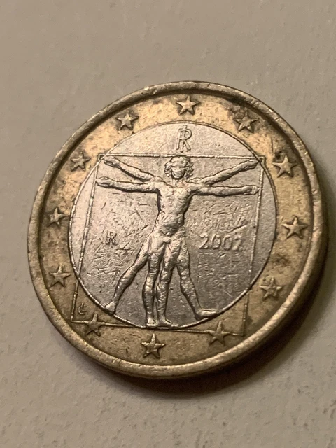 Pièce 1 euro italienne Rare de Léonard de Vinci 2002 TRES RARE