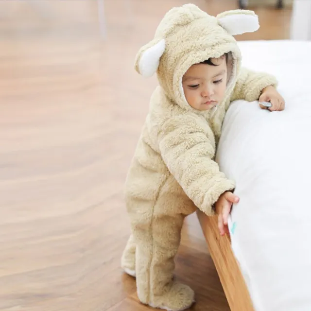 Tuta con cappuccio neonato neonato bambino bambini orso tuta abiti~ 9