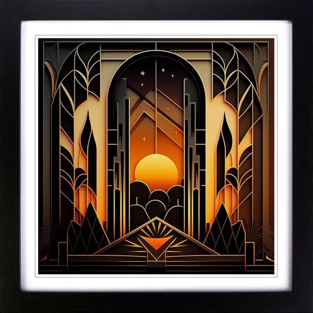 Art Deco Sunset Art Deco Wall Art Print Framed Canvas Picture Poster Decor