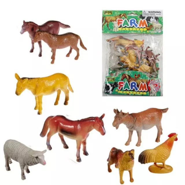 8 Speelgoed Bauernhof Tiere Esel Pferd Hund Schaf Ziege 1:32 Sammlung Set Neu