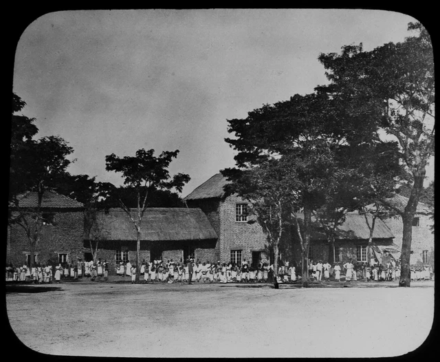 Magic Lantern Slide BLANTYRE SCHULE C1896 FOTO MALAWI AFRIKA