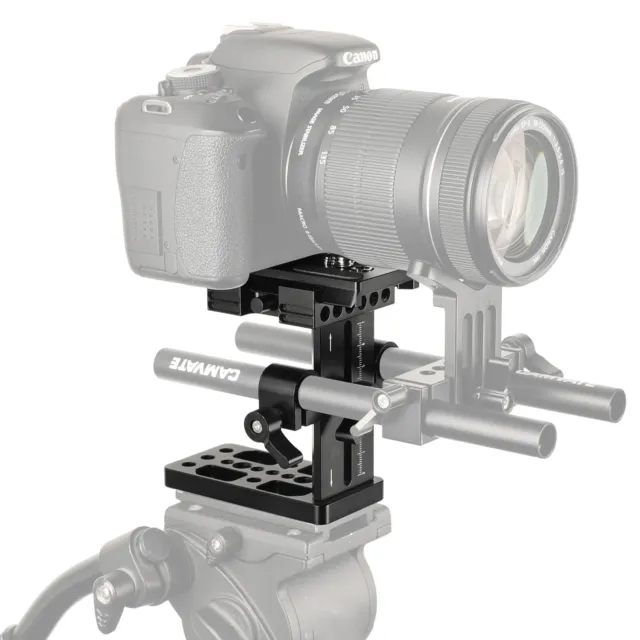 CAMVATE QR Plate With 15mm Rod Clamp Rail Block Bottom Cheese Plate For Tripod