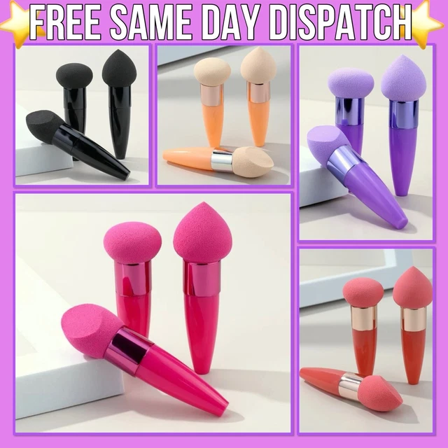 Set/3💜 Beauty Makeup Applicator Foundation Blender Buffer Sponge Handle Brush💜
