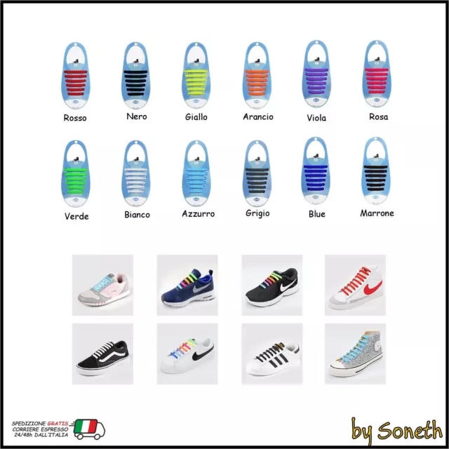 LACCI ELASTICI COLORATI In Silicone Per Scarpe Senza Nodi Vari Colori 16 Lacci EUR 2 89 PicClick IT