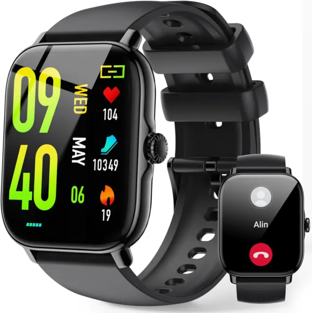 Smartwatch-Uomo-Donna-Chiamate-Bluetooth - 1,85" HD Schermo Tattile Orologio Sma