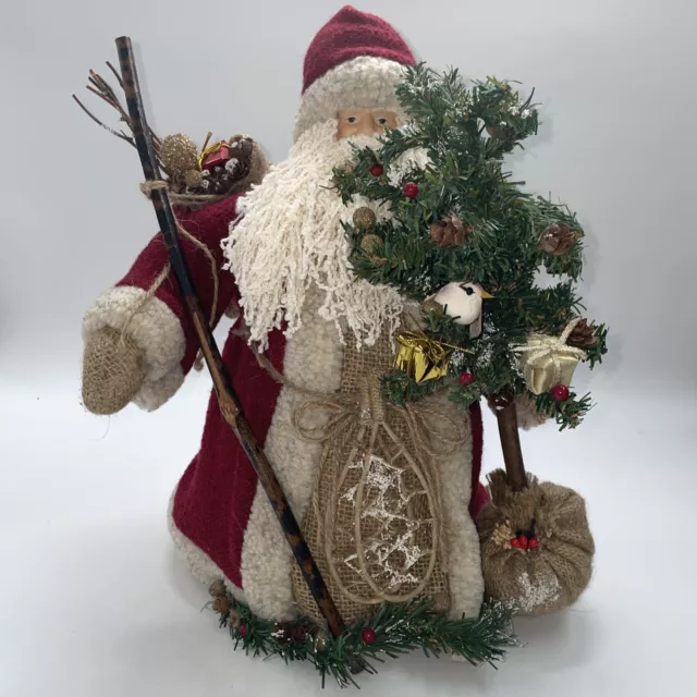 Good Health Industries 14" Tree Topper Decor Snowshoes Walking Stick Red Jacket