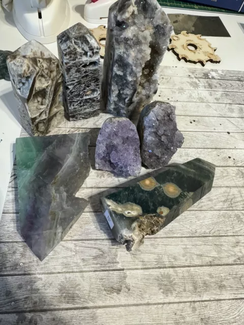 Crystal Towers Bundle Job Lot, Amethyst Cut Base, Fluorite, Sphalerite