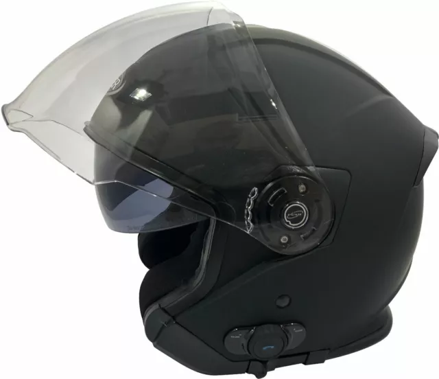 Viper Rs-V10 Dual Visor Bluetooth Jet Open Face Motorcycle Helmet Matt Black