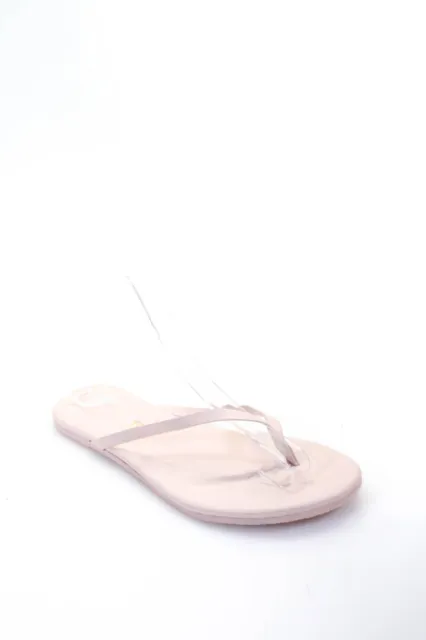 TKEES Womens Leather Thong Slide On Sandals Pink Size 8