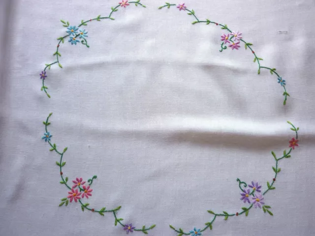 Vintage Hand Embroidered Floral Table cloth. FREEPOST