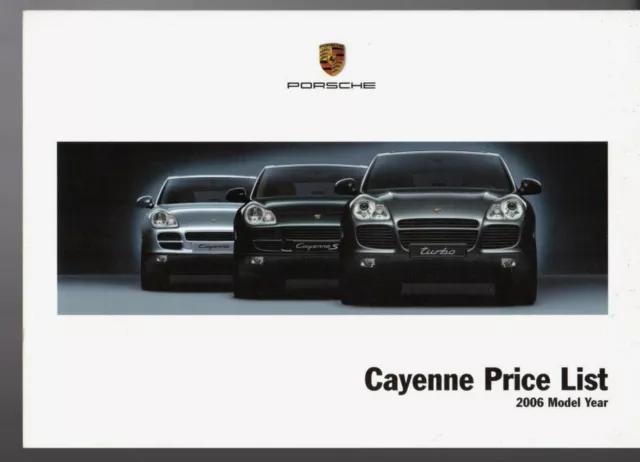 Porsche Cayenne Prices & Optional Extras 2005-06 UK Market Foldout Brochure