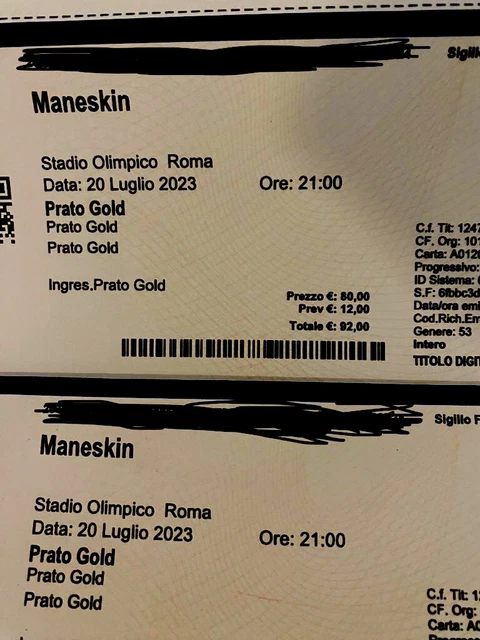 biglietti 2  concerto maneskin