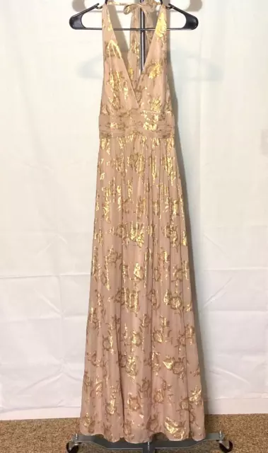 BCBCMAXAZRIA silk and metallic women's halter maxi dress women's small (0) pink