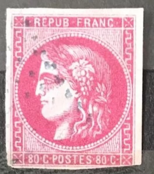FRANCE ! Timbre CERES de BORDEAUX  de 1870 n°49c Rose Carminé ! Signé