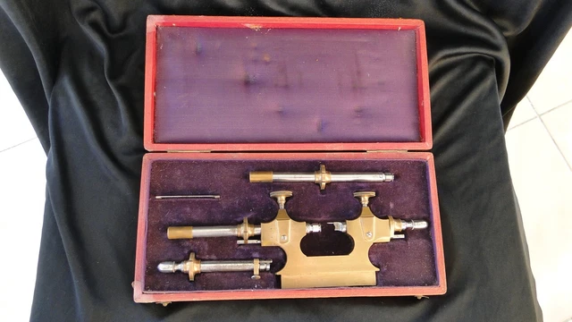 Coffret D'outils D'horloger Vintage Fin 1800 - Avec Jauges D'épaisseur - Occasion Rare