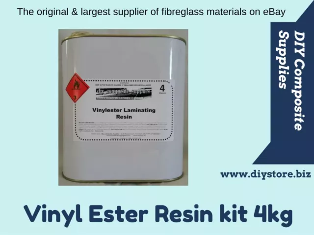 Vinyl Ester Resin Kit for Fibreglass - 4kg (inc. Hardener) - FREIGHT PER DESCRIP