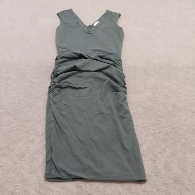James Perse Standard Womens Size 2 Sleeveless Gray V-Neck Ruched Bodycon Dress