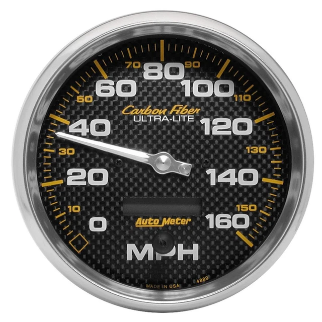 AutoMeter 4889 GAUGE, SPEEDOMETER, 5" , 160MPH, ELEC. PROGRAMMABLE, CARBON FIBE