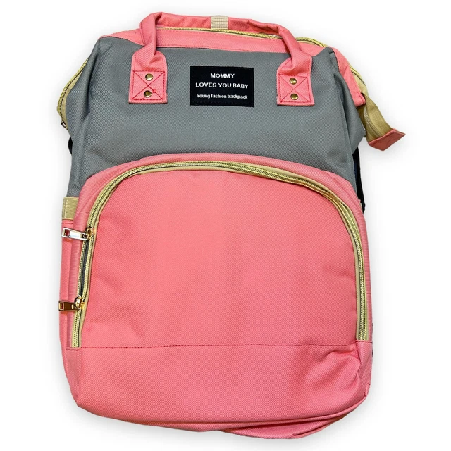 Mommy Loves You Baby Diaper Bag Backpack with Folding Portable Changing Station