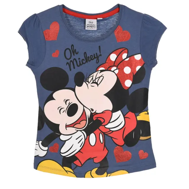 T-Shirt Maglietta Minne Manica Corta Estiva Bambina Disney 3/8 Anni - Ep1094Blu
