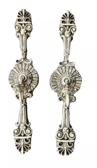 Pair Vintage French Cast Metal Wall Light Sconces Underwriters' Laboratories 26"