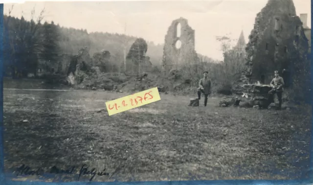 Kraftfahrer K. Bauer 1915 : soldats All. ruines abbaye ORVAL p. Izel Belgique !