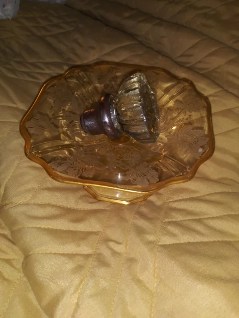 Vintage Antique 12 Point Crystal Glass Door Knob Handle In Brass Shank