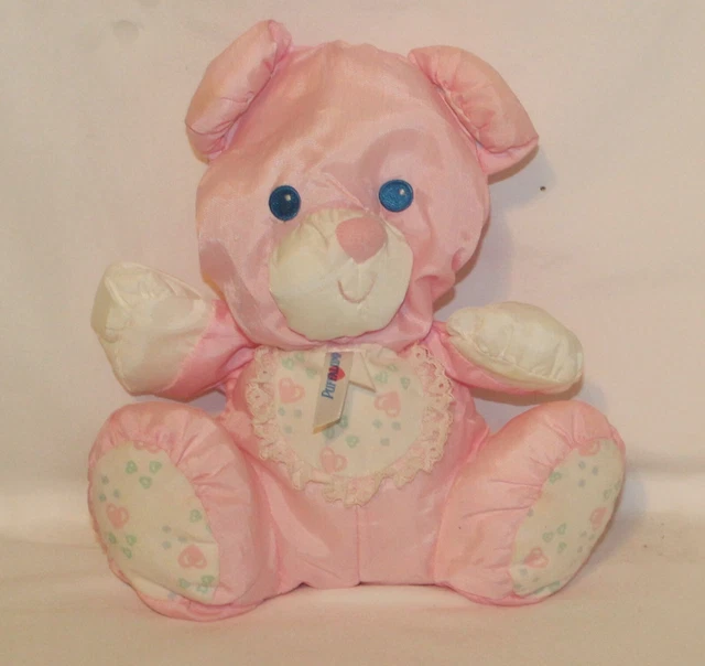 Vintage Plush Fisher-Price Puffalump Pink Rattle Bear 1994 Pre Owned