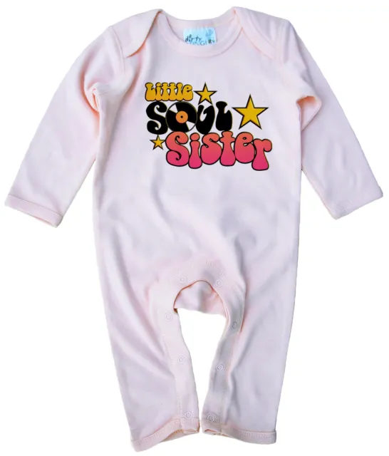 Baby Girl Romper Suit "Little Soul Sister" Cool Music Funk Clothes