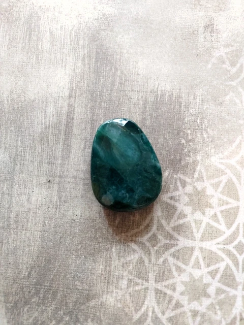 vintage large 40mm faceted green moss agate top drill focal pendant bead