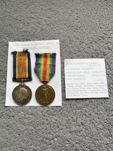 Ww1 Pair Medals   - Walker - Manchester Reg. -  Ref 818