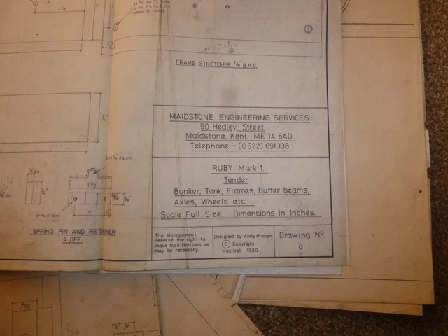 VINTAGE MODEL ENGINEERING Drawings for 6