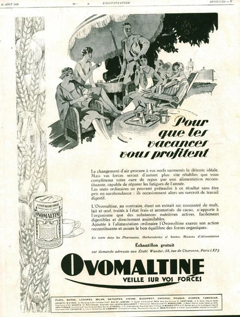 Publicité Ancienne Ovomaltine – 1924, Magazine, Aliment Naturel, Noir Et Blanc, 27x18cm