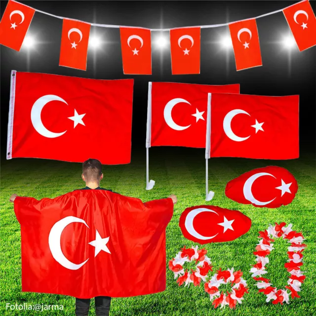 10 Teile DEKO Fan-Set TÜRKEI Türkiye Bayrak Fahne Flagge Party WM EM Fanartikel