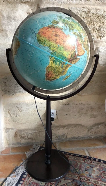 Globe Terrestre Sur Pied En Bois – Drapeau USA – Diamètre 36 Cm – Neuf