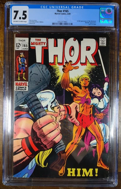 Thor #165 (June 1969, Marvel) CGC 7.5 OW/W pages first full Him (Adam Warlock)