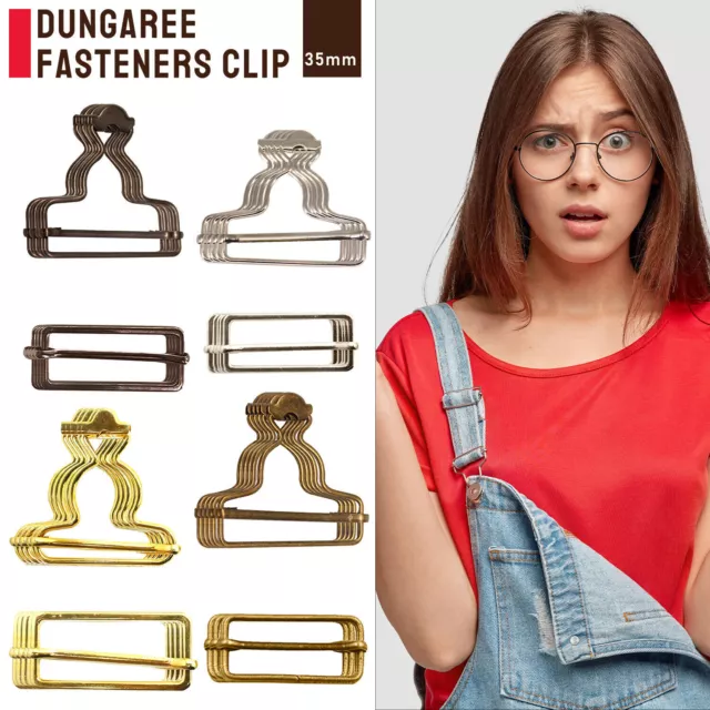 Metal Dungaree Buckle Fastener with Slider Bar for Jumpsuit Maternity Dress 35mm