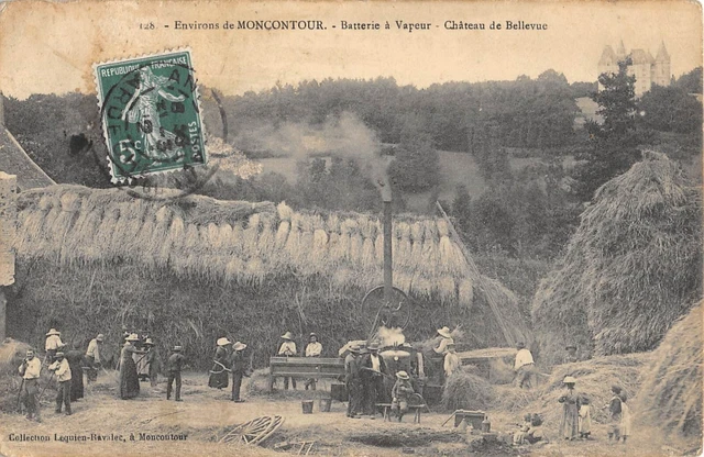 Cpa 22 Surroundings De Moncontour Steam Battery Chateau De Bellevue / Agriculture