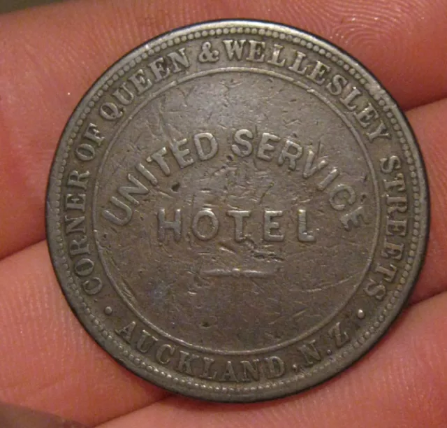 New Zealand - 1874 United Service Hotel Penny Token